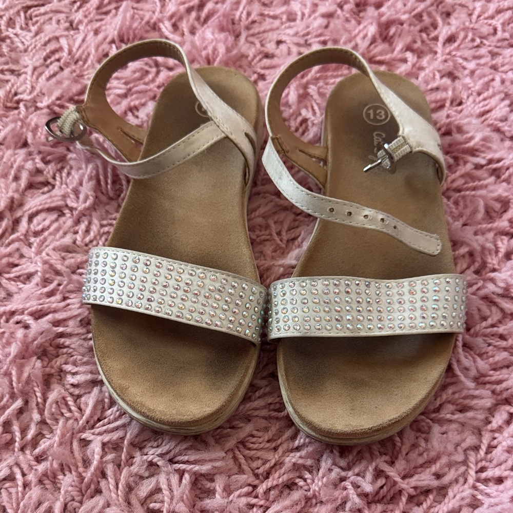 Cat & Jack Cream Sandals with Silver Accents